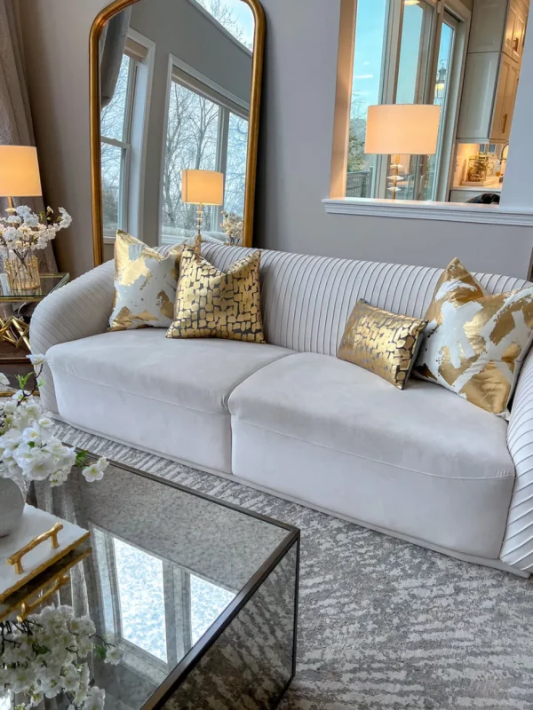 Cloud9d Becca Charcoal Gold Pillow – 14″ X 20″ PILLOWS, RUGS, & THROWS