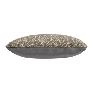 Cloud9d Lena – Charcoal Velvet Pillow 5″ Top Beaded In Gold Beadwork – 20″ X 14″ PILLOWS, RUGS, & THROWS