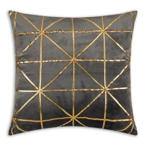 Cloud9d PILLOWS, RUGS, & THROWS Sera Charcoal Gold Pillow – 20″ X 20″