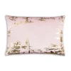 Cloud9d PILLOWS, RUGS, & THROWS Asra – Oblong Mauve Velvet Pillow W/ Quilting And Shiny Gold Foil Print – 20″ X 14″