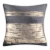 Cloud9d PILLOWS, RUGS, & THROWS Leyla – Charcoal Velvet Pillow W/ Hand Painted Gold Brushstrokes – 20″ X 20″