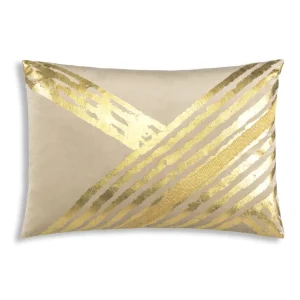 Cloud9d PILLOWS, RUGS, & THROWS Zara – Beige Velvet Pillow W/ Abstract Gold Foil 20 X 14