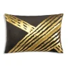 Cloud9d PILLOWS, RUGS, & THROWS Zara – Charcoal Velvet Pillow W/ Abstract Gold Foil And Embroidery – 20″ X 14″