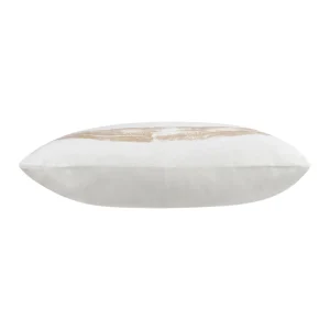 Cloud9d PILLOWS, RUGS, & THROWS Leyla – Ivory Velvet Pillow W/ Hand Painted Gold Brushstrokes – 20″ X 20″