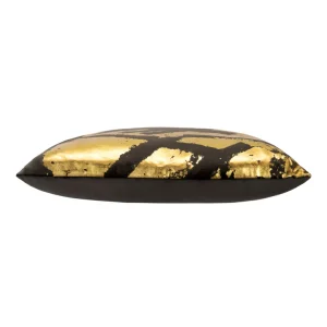 Cloud9d PILLOWS, RUGS, & THROWS Zara – Charcoal Velvet Pillow W/ Abstract Gold Foil – 22″ X 22″