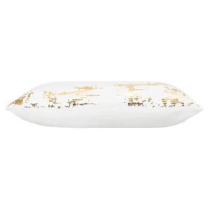 Cloud9d PILLOWS, RUGS, & THROWS Asra – White Velvet Pillow W/ Shiny Gold Foil Print – 20″ X 20″