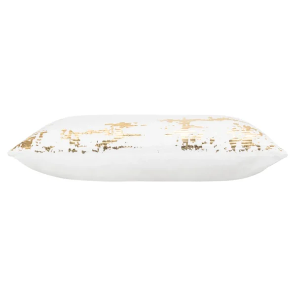 Cloud9d PILLOWS, RUGS, & THROWS Asra – White Velvet Pillow W/ Shiny Gold Foil Print – 20″ X 20″