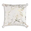 Cloud9d Rami – Faux Fur Pillow W/ Gold Printing And Pom Pom Trim – 20″ X 20″