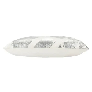 Cloud9d Zara – Ivory Velvet Pillow W/ Abstract Silver Foil – 22″ X 22″ PILLOWS, RUGS, & THROWS