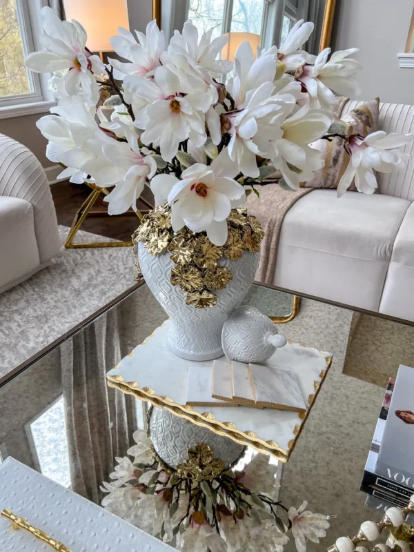 Inspire Me! Home Decor 25″ Cream Pink Magnolia Stem