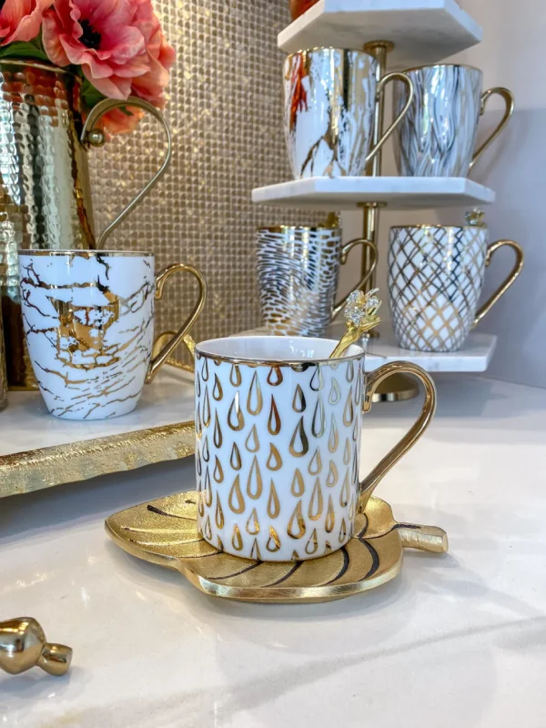 Inspire Me! Home Decor 14 Oz. Detailed Abstract Gold Pattern Print Mugs (6 Designs)