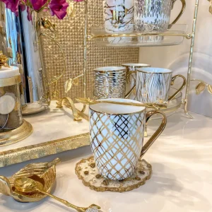 Inspire Me! Home Decor 16 Oz. Abstract Gold Pattern Print Mugs – (6 Designs)