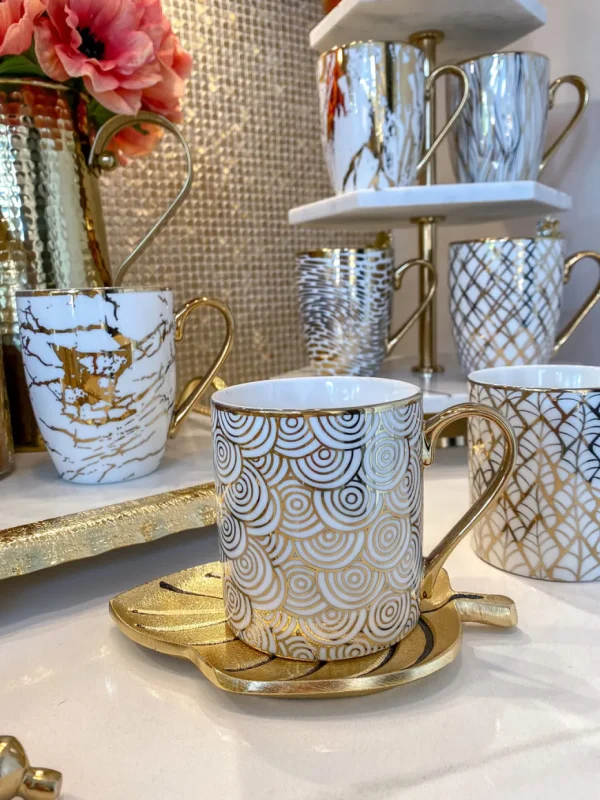 Inspire Me! Home Decor 14 Oz. Detailed Abstract Gold Pattern Print Mugs (6 Designs)