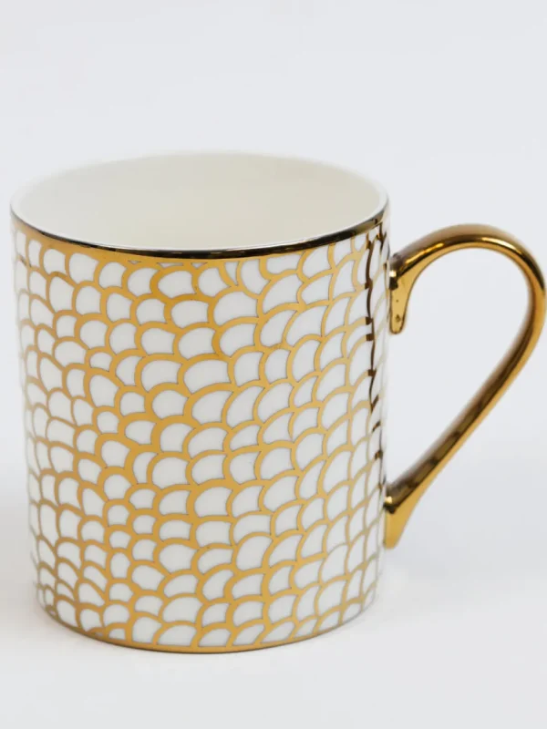 Inspire Me! Home Decor 14 Oz. Detailed Abstract Gold Pattern Print Mugs (6 Designs)
