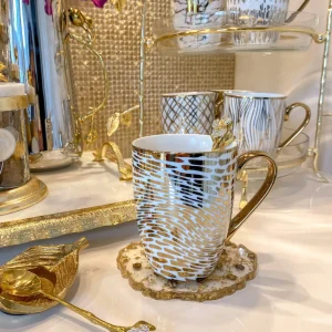 Inspire Me! Home Decor 16 Oz. Abstract Gold Pattern Print Mugs – (6 Designs)