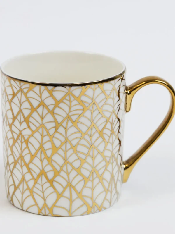 Inspire Me! Home Decor 14 Oz. Detailed Abstract Gold Pattern Print Mugs (6 Designs)