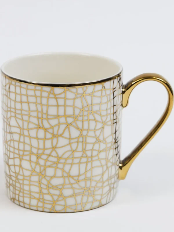 Inspire Me! Home Decor 14 Oz. Detailed Abstract Gold Pattern Print Mugs (6 Designs)