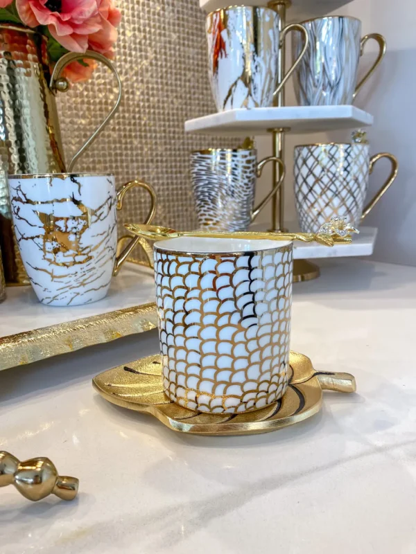 Inspire Me! Home Decor 14 Oz. Detailed Abstract Gold Pattern Print Mugs (6 Designs)