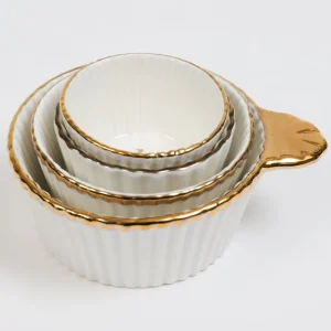 Inspire Me! Home Decor 4 Piece White With Gold Trim Measuring Cups