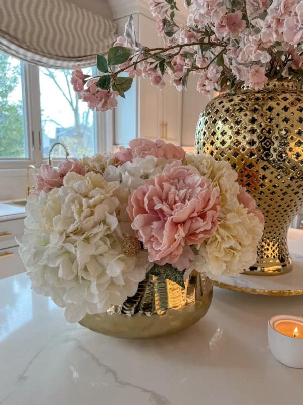 Inspire Me! Home Decor 28″ Snow Sprinkled Peony Stem Pink