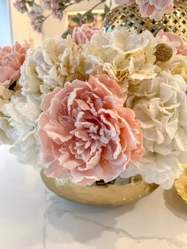 Inspire Me! Home Decor 28″ Snow Sprinkled Peony Stem Pink