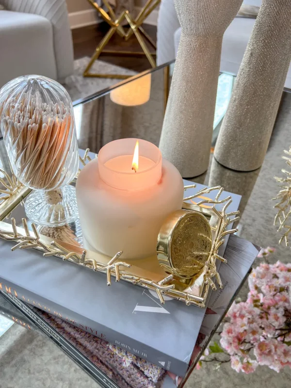 Inspire Me! Home Decor 5″ Vanilla Candle With Gold Lid