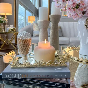 Inspire Me! Home Decor 5″ Vanilla Candle With Gold Lid