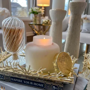Inspire Me! Home Decor 5″ Vanilla Candle With Gold Lid