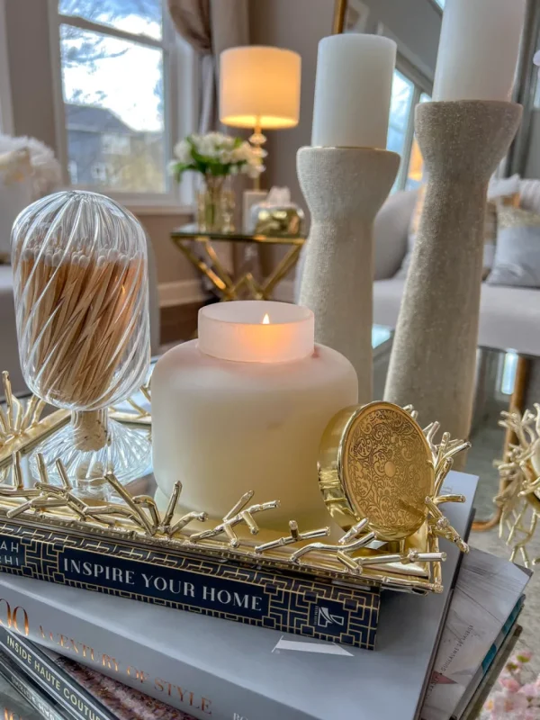 Inspire Me! Home Decor 5″ Vanilla Candle With Gold Lid