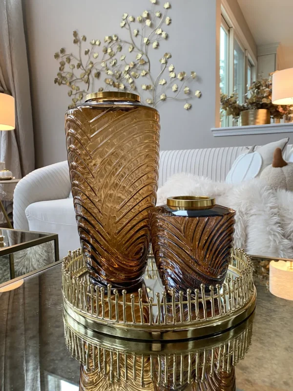 Inspire Me! Home Decor Amber Textured Vase With Gold Rim (2 Sizes)