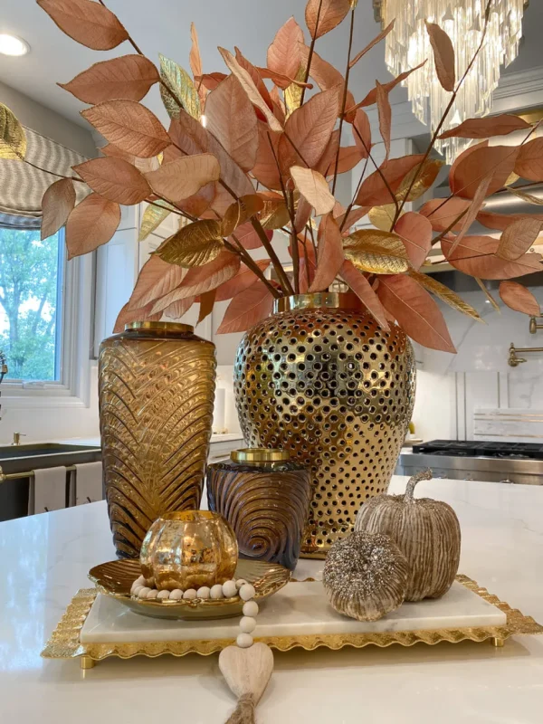 Inspire Me! Home Decor Amber Textured Vase With Gold Rim (2 Sizes)