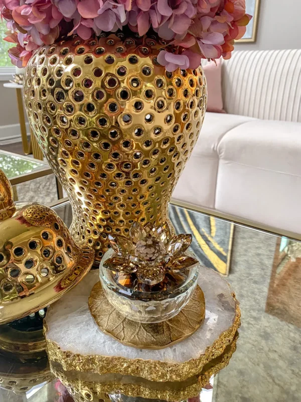 Inspire Me! Home Decor Amber Crystal Flower Box