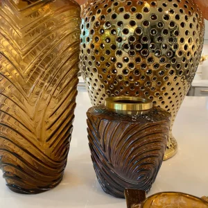 Inspire Me! Home Decor Amber Textured Vase With Gold Rim (2 Sizes)