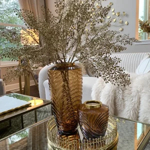 Inspire Me! Home Decor Amber Textured Vase With Gold Rim (2 Sizes)