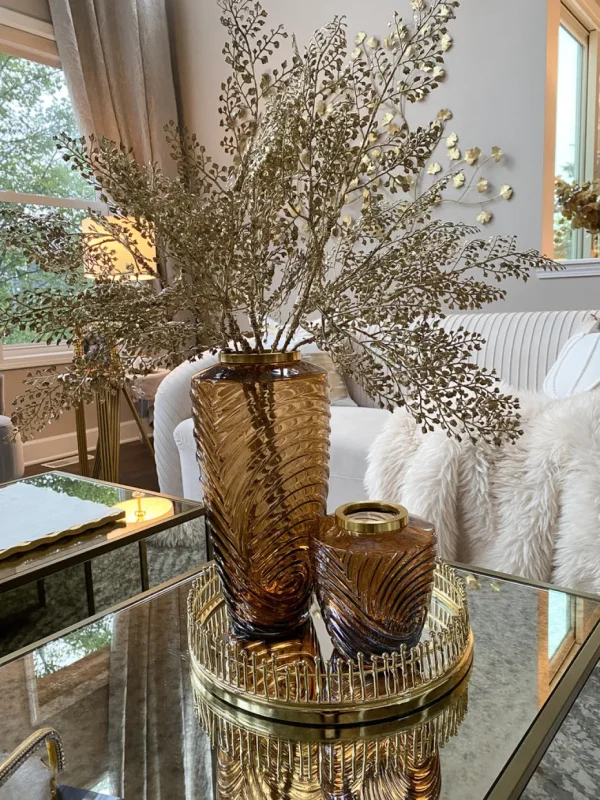 Inspire Me! Home Decor Amber Textured Vase With Gold Rim (2 Sizes)