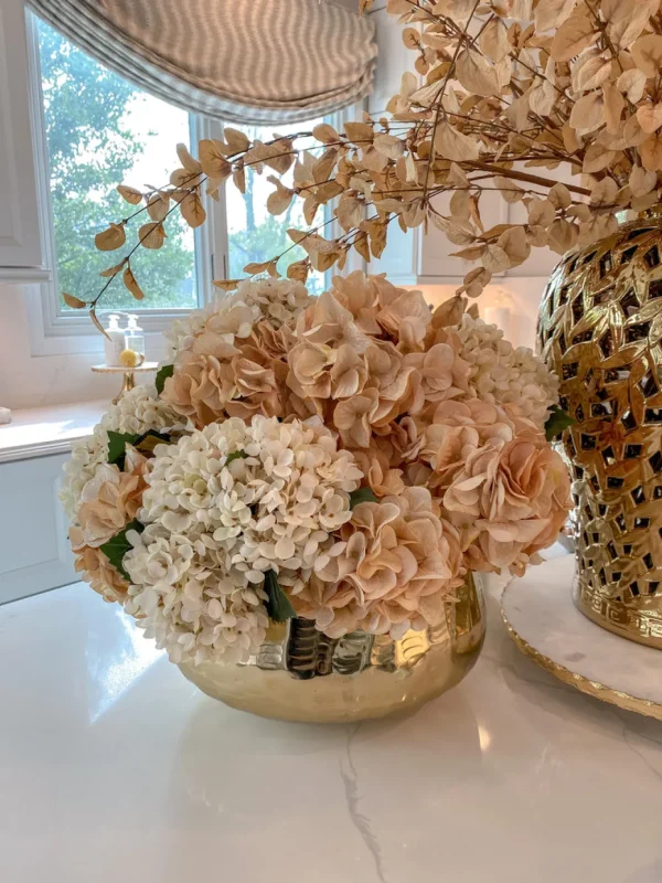 Inspire Me! Home Decor Beige Velvet And Silk Hydrangea Stem