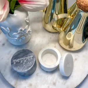 Inspire Me! Home Decor Black And White Marble Salt And Pepper Containers