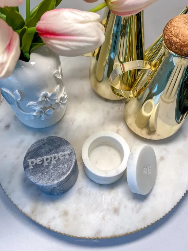 Inspire Me! Home Decor Black And White Marble Salt And Pepper Containers