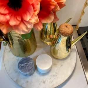 Inspire Me! Home Decor Black And White Marble Salt And Pepper Containers