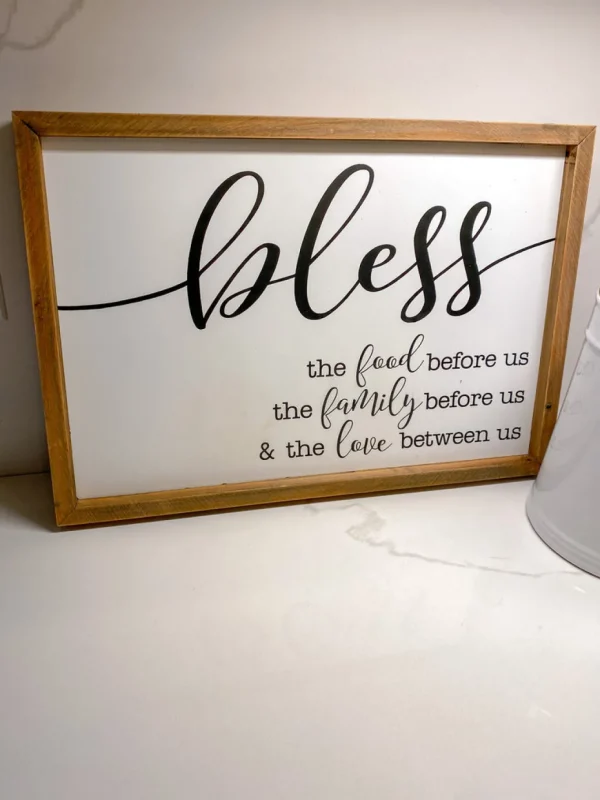 Inspire Me! Home Decor Bless The Food Wooden Sign WALL ART & MIRRORS