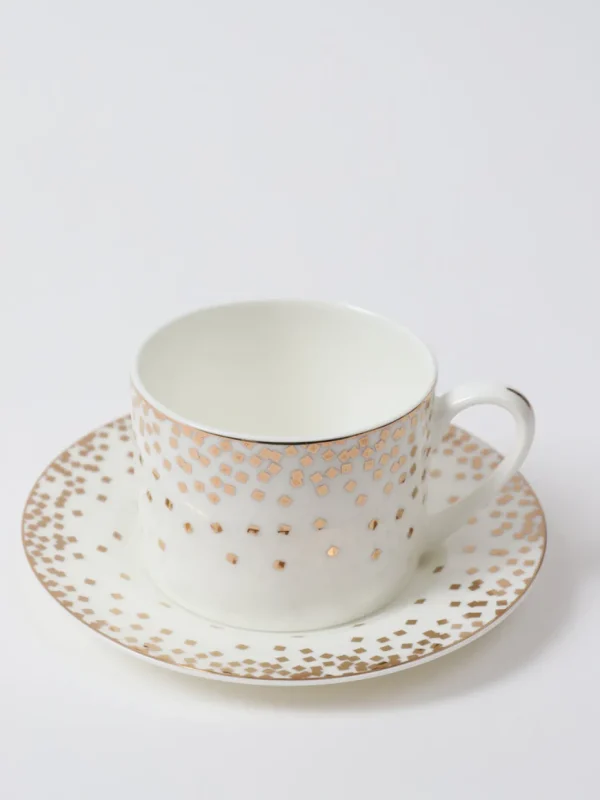 Inspire Me! Home Decor Bone China Gold & White Dotted Cup & Saucer