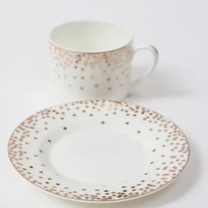 Inspire Me! Home Decor Bone China Gold & White Dotted Cup & Saucer
