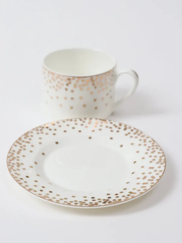 Inspire Me! Home Decor Bone China Gold & White Dotted Cup & Saucer