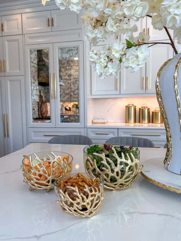 Inspire Me! Home Decor Bowls With Gold Textured Design (3 Sizes)
