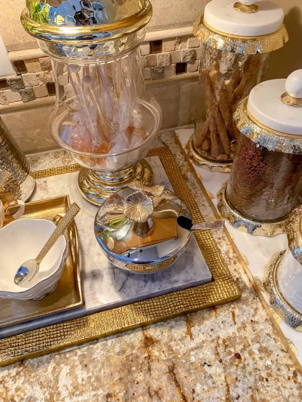 Inspire Me! Home Decor Bowl With Gold Floral Handle