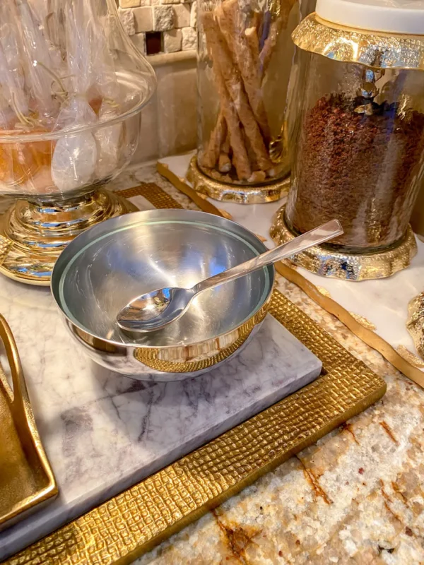 Inspire Me! Home Decor Bowl With Gold Floral Handle
