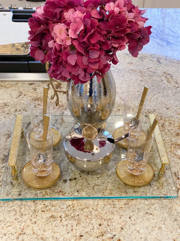 Inspire Me! Home Decor Bowl With Gold Floral Handle