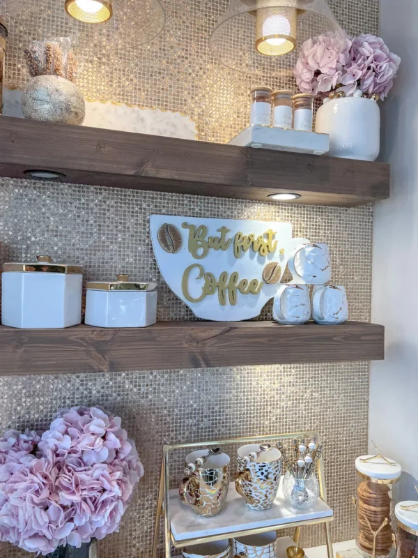 Inspire Me! Home Decor But First, Gold Coffee Wooden Sign