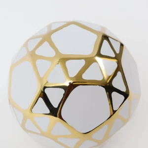 Inspire Me! Home Decor Ceramic White And Gold Orb