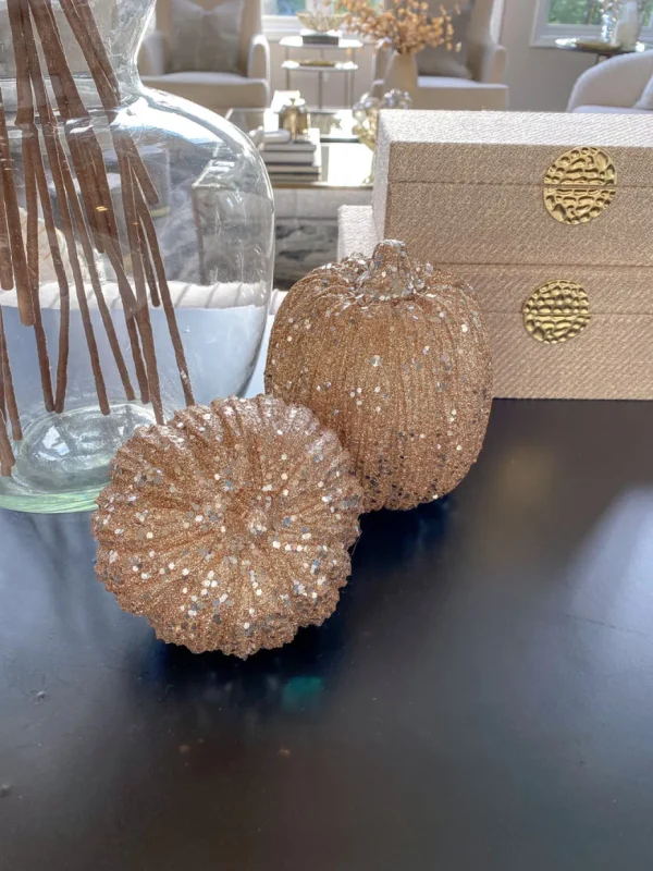 Inspire Me! Home Decor Champagne Glitter Pumpkins (2 Sizes)